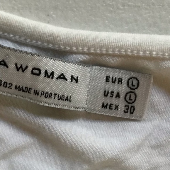 Zara Woman size large white boatneck tee with short slit tulip sleeve - Picture 7 of 7